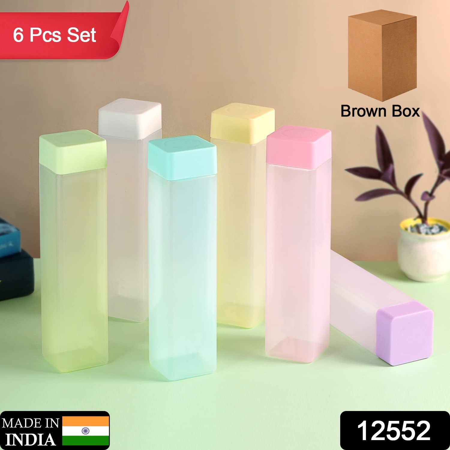 12552 Large Capacity Plastic Water Bottle | Set of 6 | Office Bottle | Gym Bottle | Home | Kitchen | Leakproof and BPA Free Drinks Bottle | Square Water Drink Juice Bottle Wide-Mouth BPA Free Leak-Free Lightweight (6 Pcs Set) 12552 Large Capacity Plastic Water Bottle | Set of 6 | Office Bottle | Gym Bottle | Home | Kitchen | Leakproof and BPA Free Drinks Bottle | Square Water Drink Juice Bottle Wide-Mouth BPA Free Leak-Free Lightweight (6 Pcs Set)